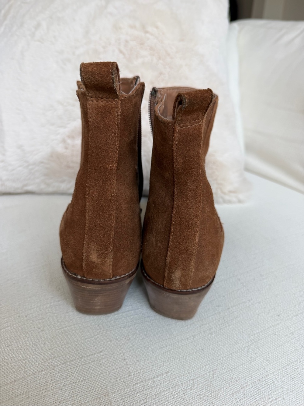 Faryl Women's Brown Suede Ankle Boots - Stylish Chelsea Heel booties - Picture 3 of 6
